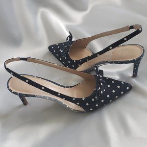 Amelia Grace Polka Dot Slingback Heels. 10 M